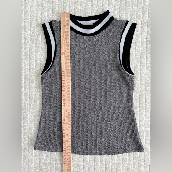 BB Dakota for Anthropologie Metallic Lurex Knit Varsity Tank Top | Silver | M - Picture 12 of 16